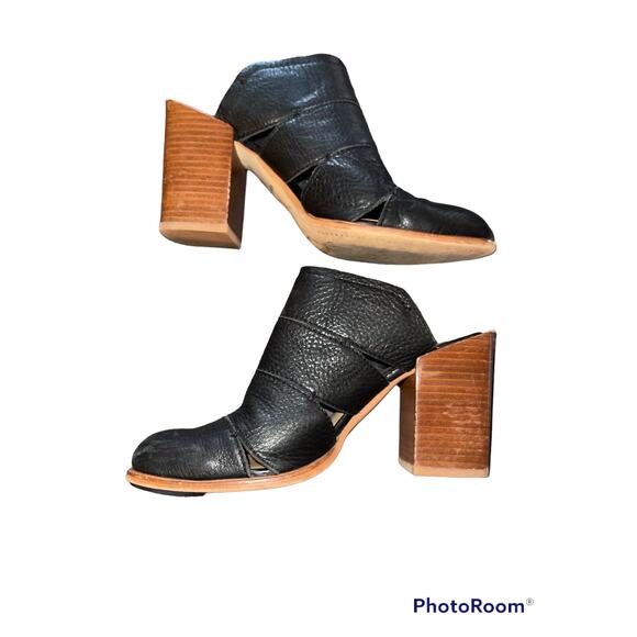 Dolce Vita Makeo Black Brown Pointed Toe Slip On Leather Mules Pumps Size 6.5 - Picture 1 of 7